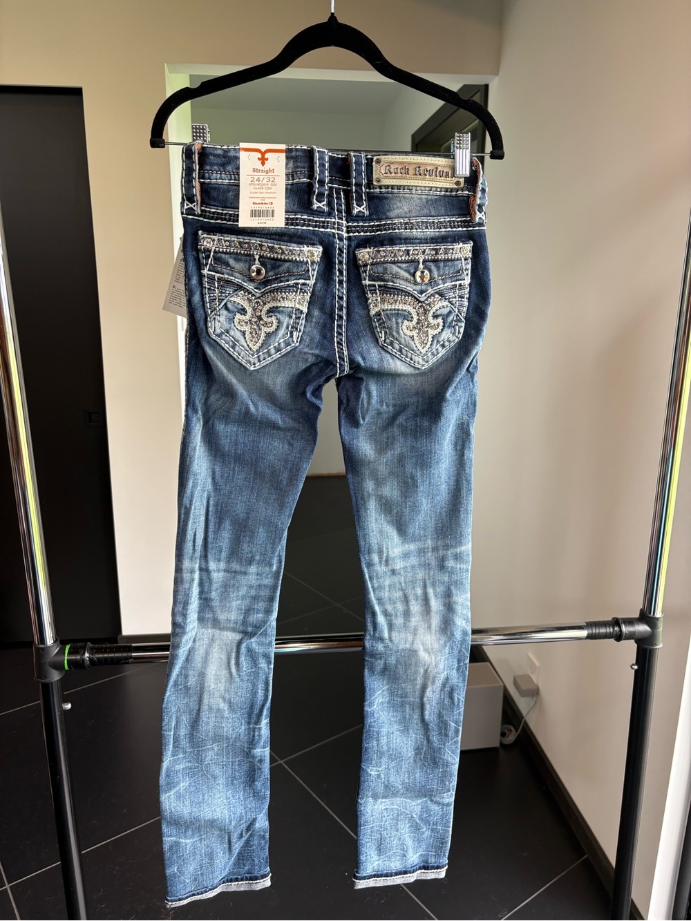 Rock Revival Embellished Dark Blue Straight-Leg Jeans - Picture 5 of 5